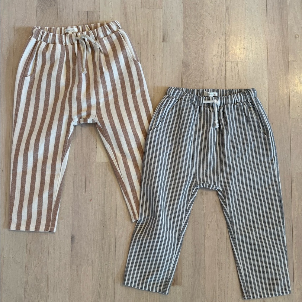 Rylee + Cru Brown and Gray Striped Joggers